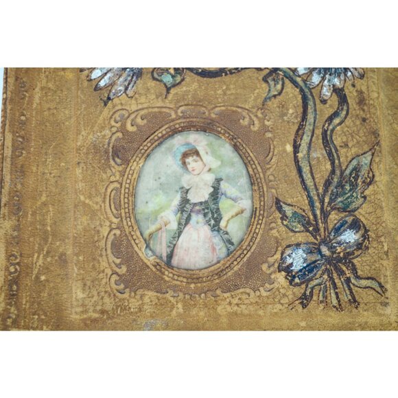 Antique Victorian Men's Cuff & Collar Stay Box Leather Covered Wood - Picture 4 of 16